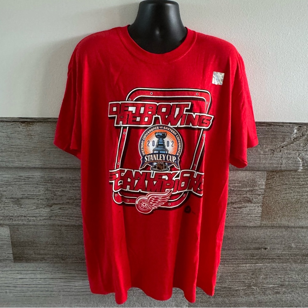Vtg Detroit Red Wings 2002 Stanley Cup Champions NWT shirt Size XL (B1)